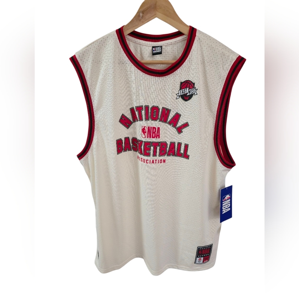 NWT NBA Men's Basketball Muscle Tank East West Cream Red Size XL